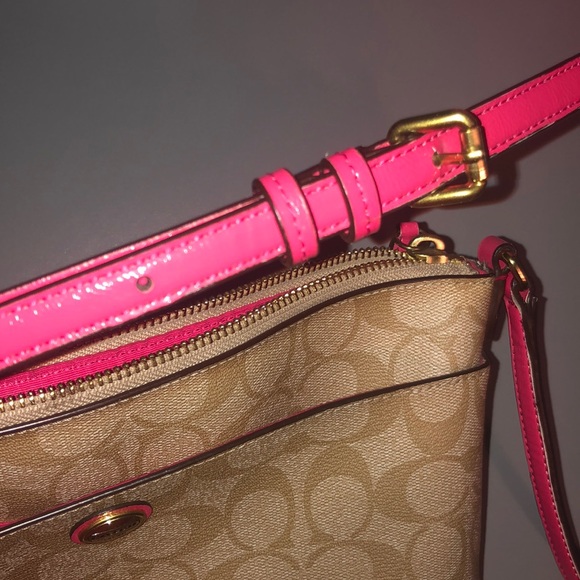Tan and Pink Coach Purse - Picture 5 of 8